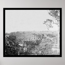 Rebuilding Railroad Bridge Over Cedar Run, VA 1863 Print