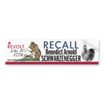 Recall Benedict Arnold-1776 Revolt Bumper Sticker bumper stickers