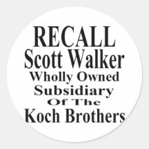 Recall Governor Scott Walker Corporate Minion Round Stickers