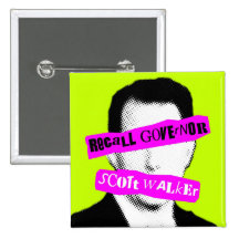 Recall Governor Scott Walker Pinback Buttons