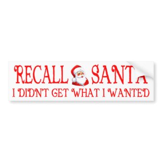 RECALL SANTA Bumper Sticker