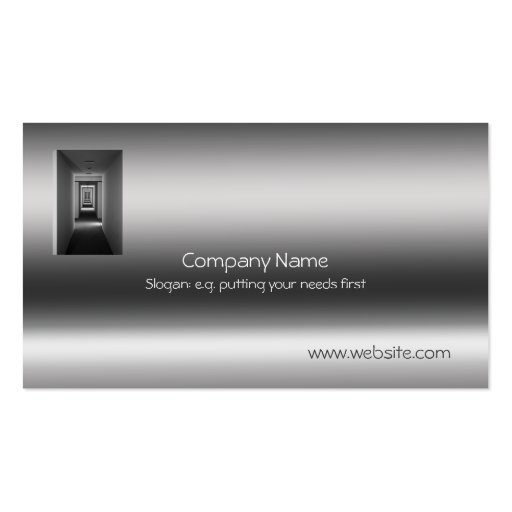 Receding Corridor Metallic-look template Business Card Template (front side)