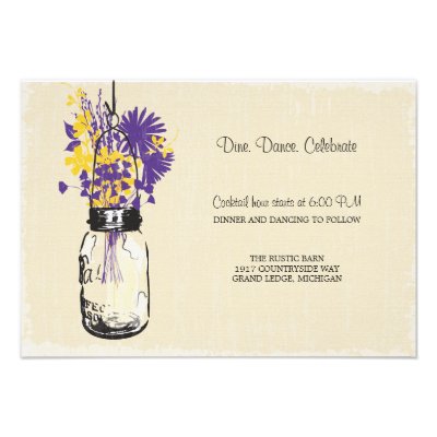 Reception Card Mason Jar and Fireflies Custom Invitation