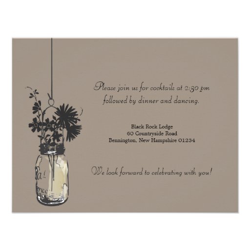 Reception Card Wild Flowers & Mason Jar Announcement