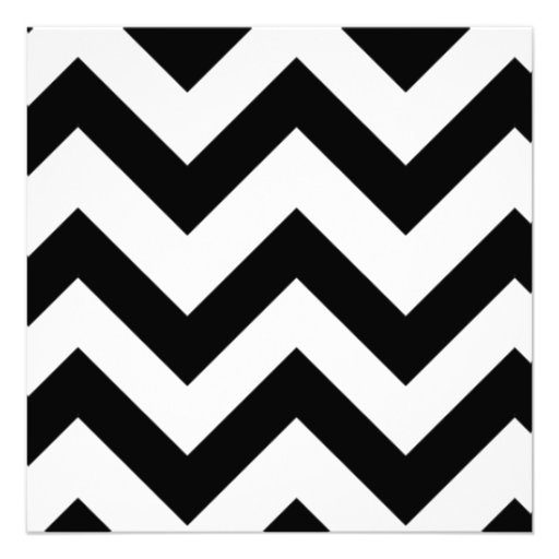 Reception Chic Zig Zag Stripes Lines White Black Personalized Announcements