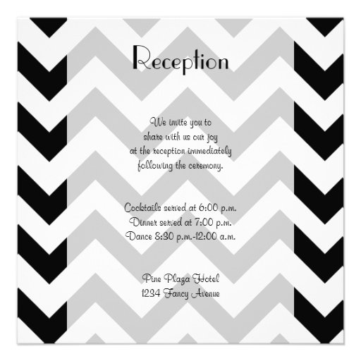 Reception Chic Zig Zag Stripes Lines White Black Personalized Announcements