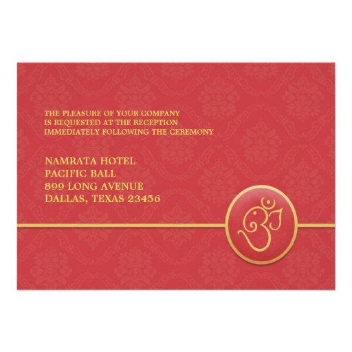Reception Indian Style Flat Card Personalized Invitations