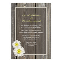 Reception Only Rustic Daisy Wedding Invitations