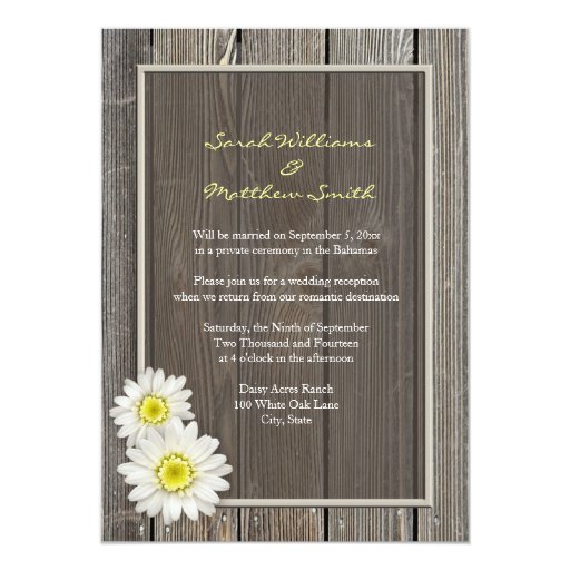 Reception Only Rustic Daisy Wedding Invitations | Zazzle