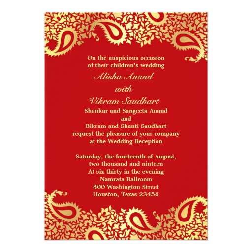 Reception Paisleys Wedding Elegant Flat Card Custom Invites