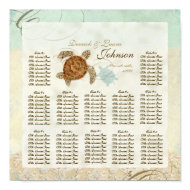 Reception Table Seating Chart, Sea Turtle Coastal print