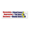 Recession, Depression or Recovery? bumper stickers by Megatudes Recession, Depression or Recovery? bumper stickers
