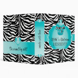 Recipe Binder Cake Bakery Zebra Cupcake Blue