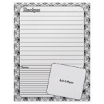 Recipe Book Page (Black And White) Customized Letterhead