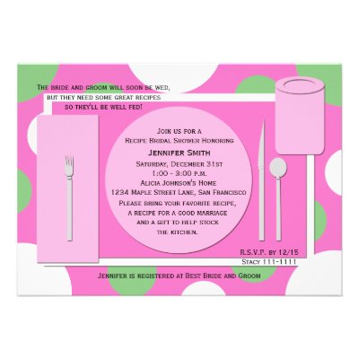 Recipe Bridal Shower Invitation -- Pretty in Pink