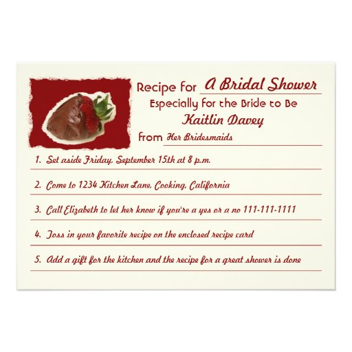 Recipe Bridal Shower Invitations