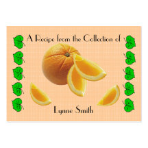 Recipe card (small) Orange design Business Card Template
