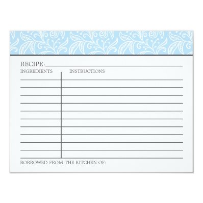 Recipe Card | Something Borrowed Something Blue Announcements