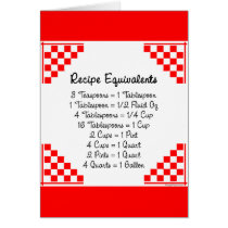 Recipe Equivalents Kitchen Helper cards