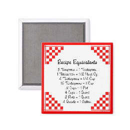 Recipe Equivalents Kitchen Helper Magnet magnet