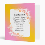 Recipe Equivalents Pastel Floral Binder