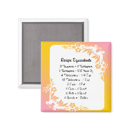 Recipe Equivalents Pastel Floral Fridge Magnet magnet