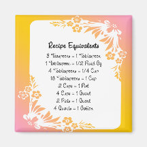 Recipe Equivalents Pastel Floral Fridge Magnet