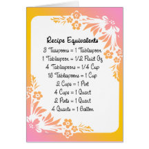 Recipe Equivalents Pastel Floral Greeting Card