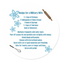 Recipe For A Military Wife Sticker