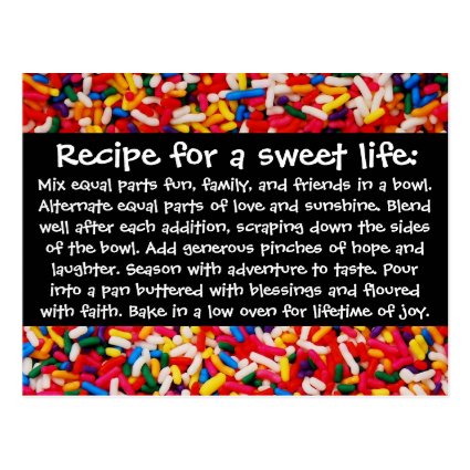 Recipe for a Sweet Life Postcard