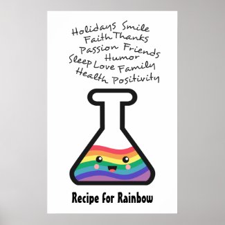 Recipe of making your own rainbow in a beaker posters