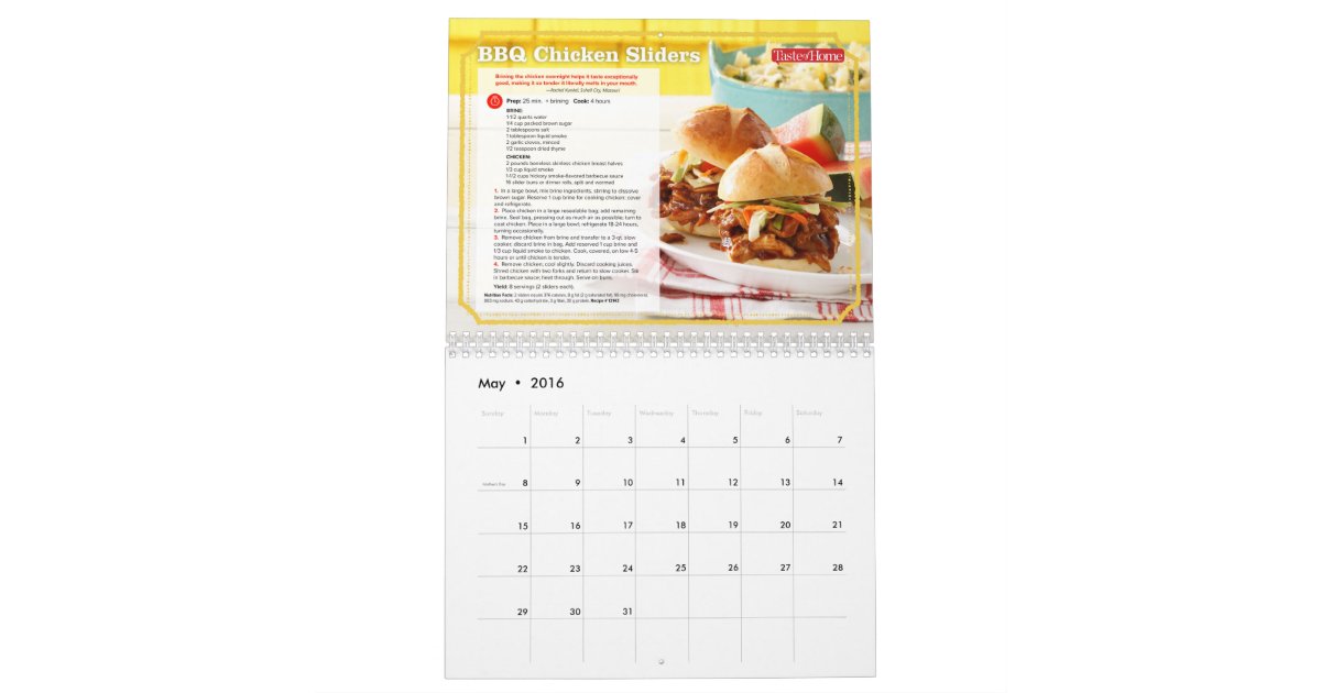 Recipe of the Month Calendar Zazzle