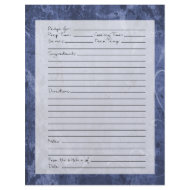 Recipe Page - Dark Blue Pattern letterhead