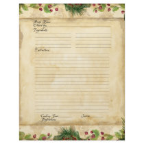 Recipe Page Family Christmas Cookbook Recipe Personalized Flyer