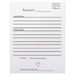 Recipe Pages for Combined Mothers Cookbooks Letterhead Template