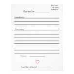 Recipe Pages for Combined Mothers Cookbooks Letterhead Template