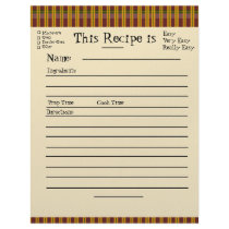 Recipe Pages for Plaid Binder letterhead by friendlyspirit Recipe Pages for Plaid Binder letterhead
