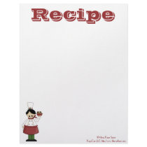 Recipe Paper- Kitchen Chef- Recipes Custom Letterhead