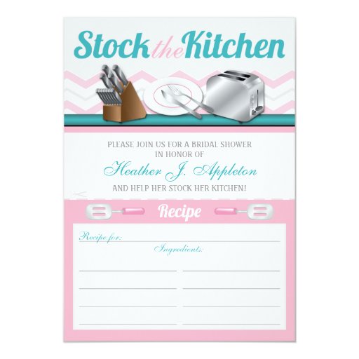 Bridal Kitchen Shower- Lime Apron Gown Custom Invites