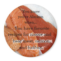 Recipes for moose and bear, salmon, and halibut magnets