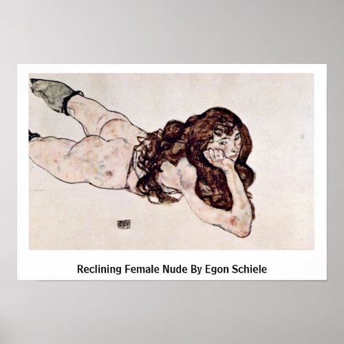 Reclining Female Nude By Egon Schiele Print