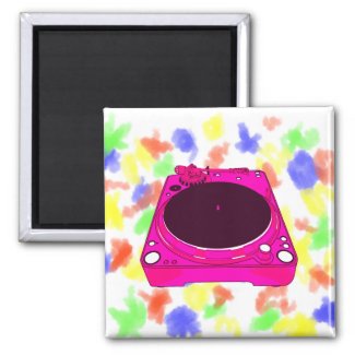 Record Player Pink Colour Graphic magnet