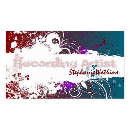 Recording Artist Business Card Grunge Splatter (front side)