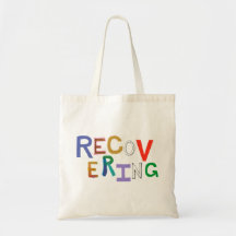 Recovering healing new beginning funky word art canvas bag
