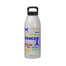 Rectal Cancer Awareness Collage Water Bottle