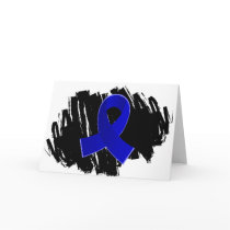Rectal Cancer Blue Ribbon With Scribble Greeting Cards