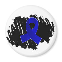 Rectal Cancer Blue Ribbon With Scribble Refrigerator Magnet