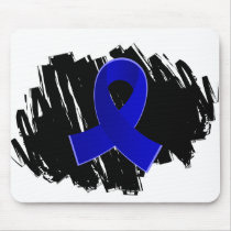 Rectal Cancer Blue Ribbon With Scribble Mousepads