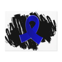 Rectal Cancer Blue Ribbon With Scribble Postcards