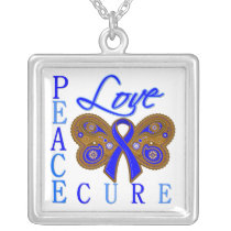 Rectal Cancer Butterfly Peace Love Cure Personalized Necklace